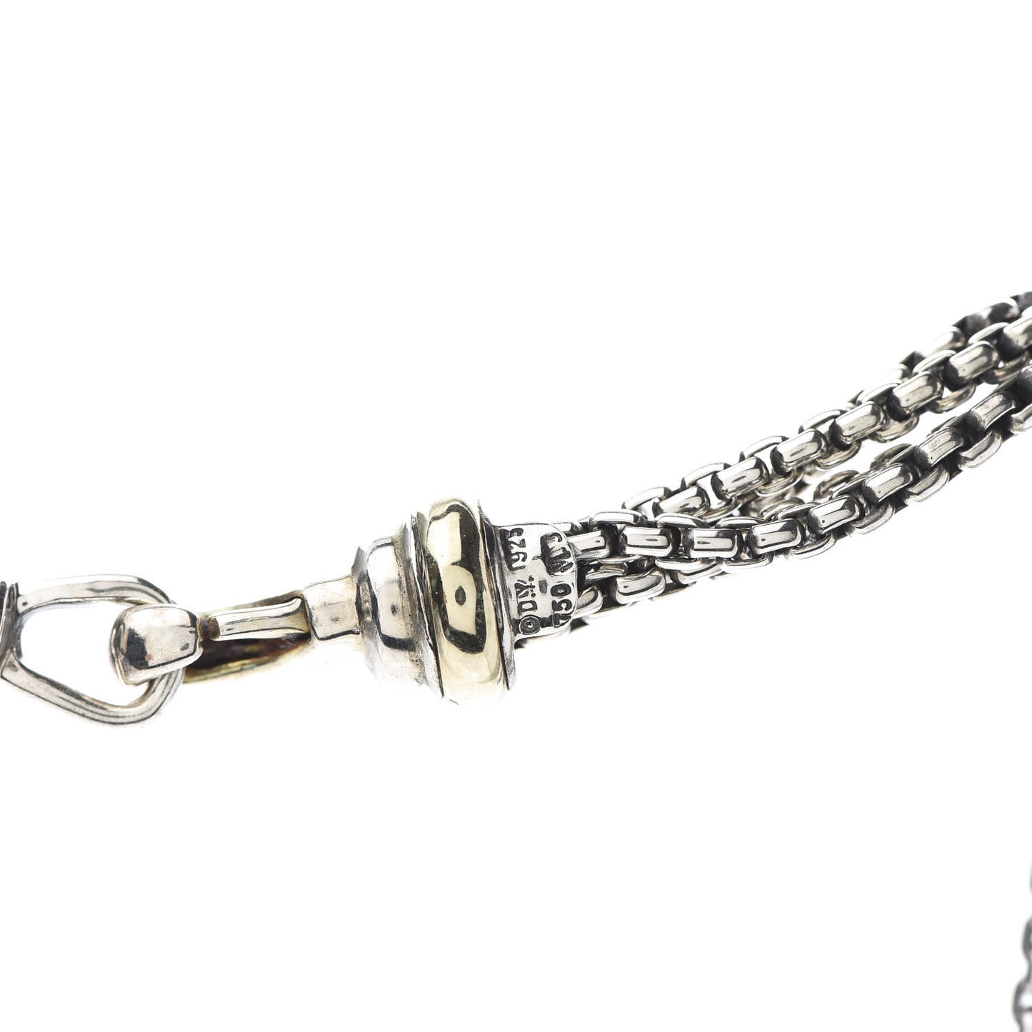 Sterling Silver 18K Yellow Gold Diamond Four-Row Ball Necklace