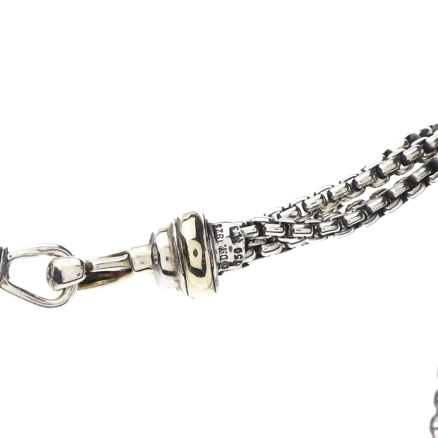 David Yurman Sterling Silver 18K Yellow Gold Diamond Four-Row Ball Necklace 7 of 7