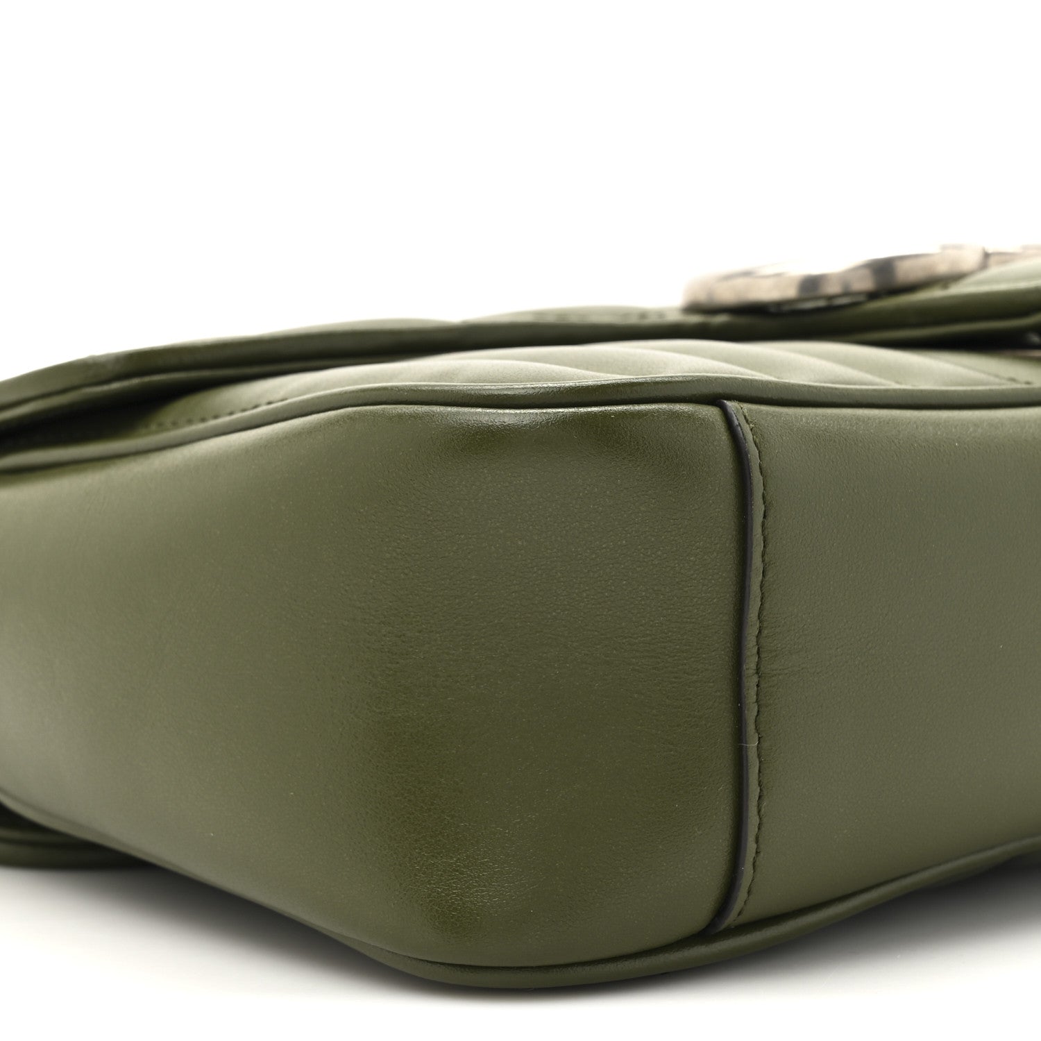 Gucci Calfskin Matelasse Aria Small GG Marmont Shoulder Bag Military Wood 10 of 11