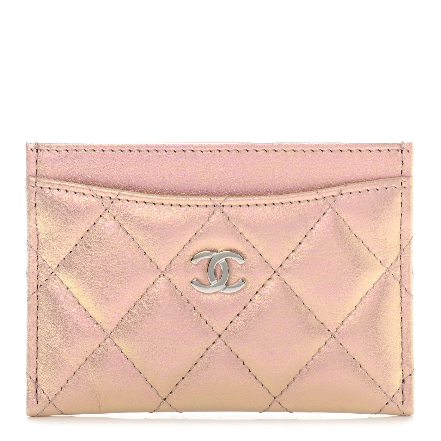 Chanel Iridescent Calfskin Quilted Card Holder Pink 1 of 9