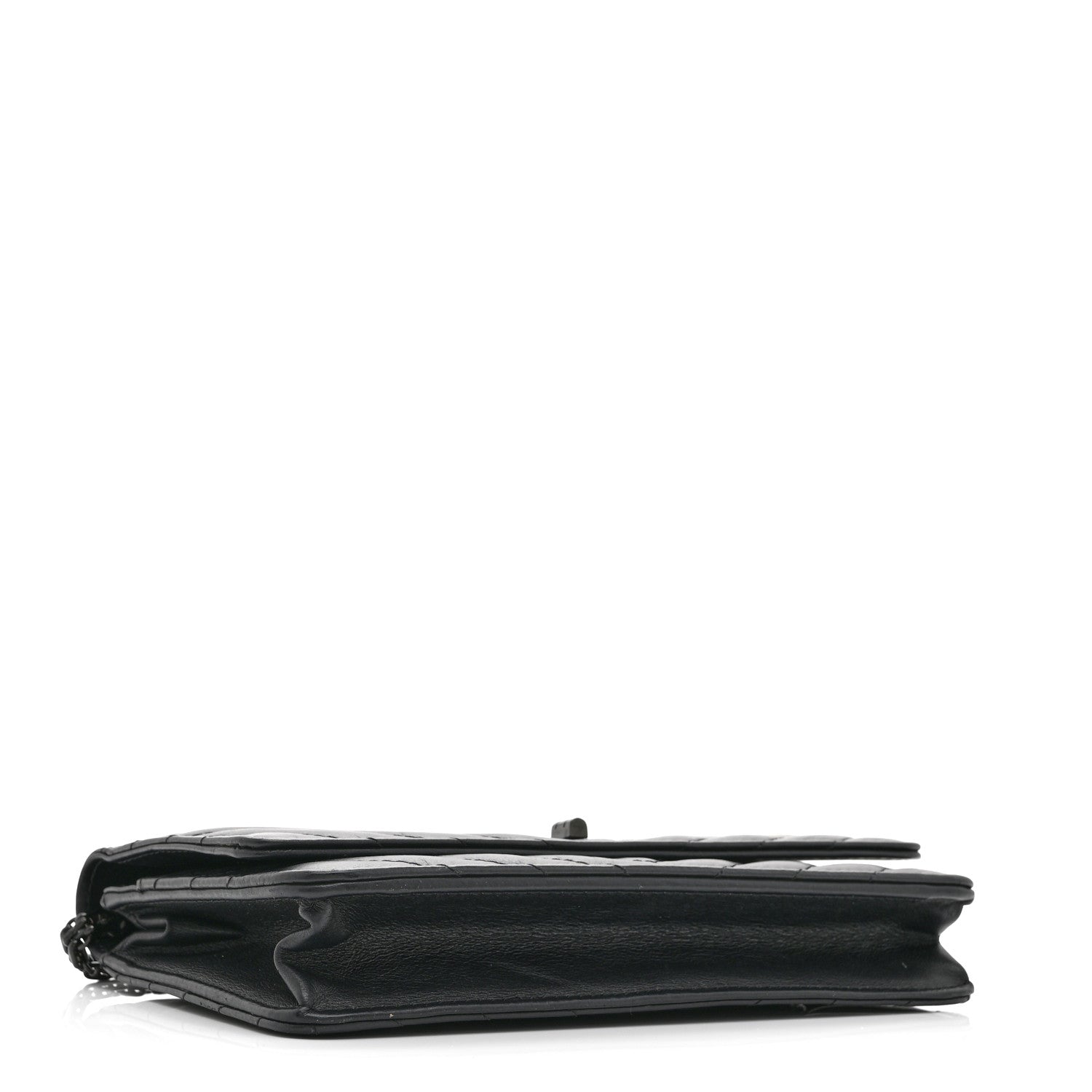Chanel Aged Calfskin Chevron Quilted Reissue Wallet On Chain WOC So Black 4 of 11