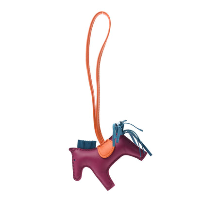 Hermes Milo Lambskin Grigri Rodeo Horse Bag Charm PM Tosca Bleu Izmir Orange 1 of 3