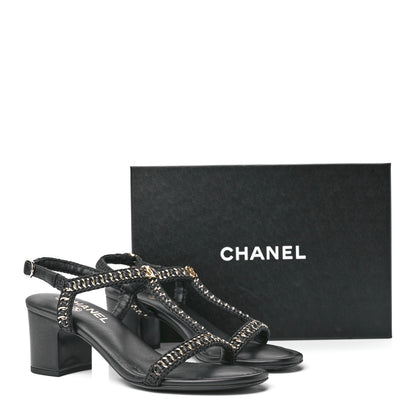 Chanel Lambskin CC Chain Braided Sandals 39 Black 9 of 9