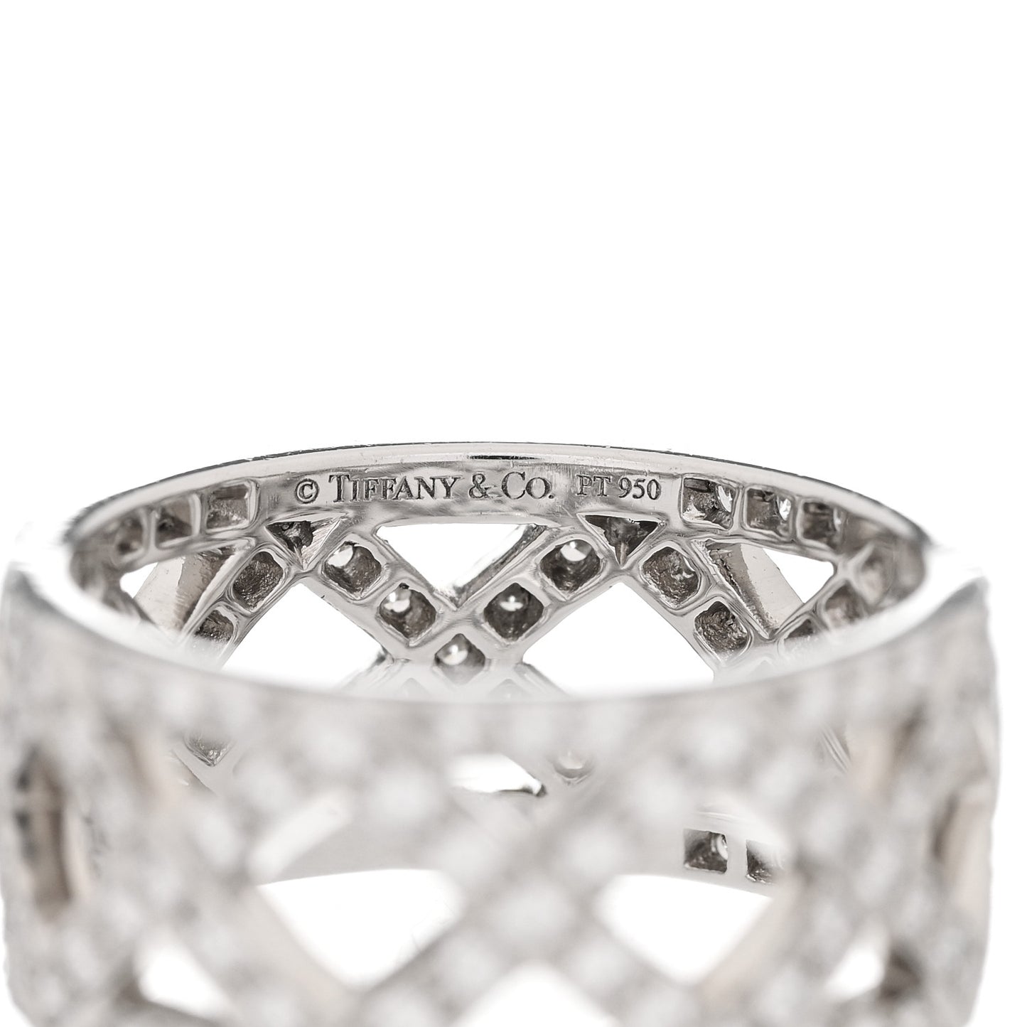 Platinum Diamond Braided Wide Band Ring 49 4.75