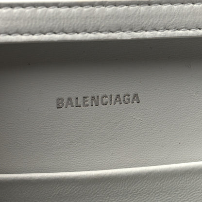 Balenciaga Shiny Calfskin Crocodile Embossed Small Hourglass Evening Chain Bag White 6 of 11