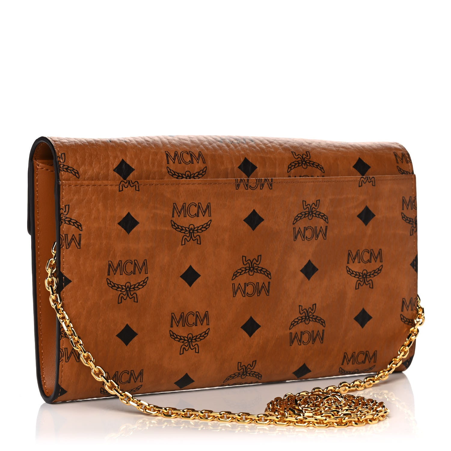 MCM Visetos Patricia Continental Crossbody Wallet Cognac 3 of 10