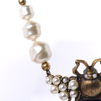 Gucci Crystal Pearl GG Sylvie Bee Necklace 5 of 8