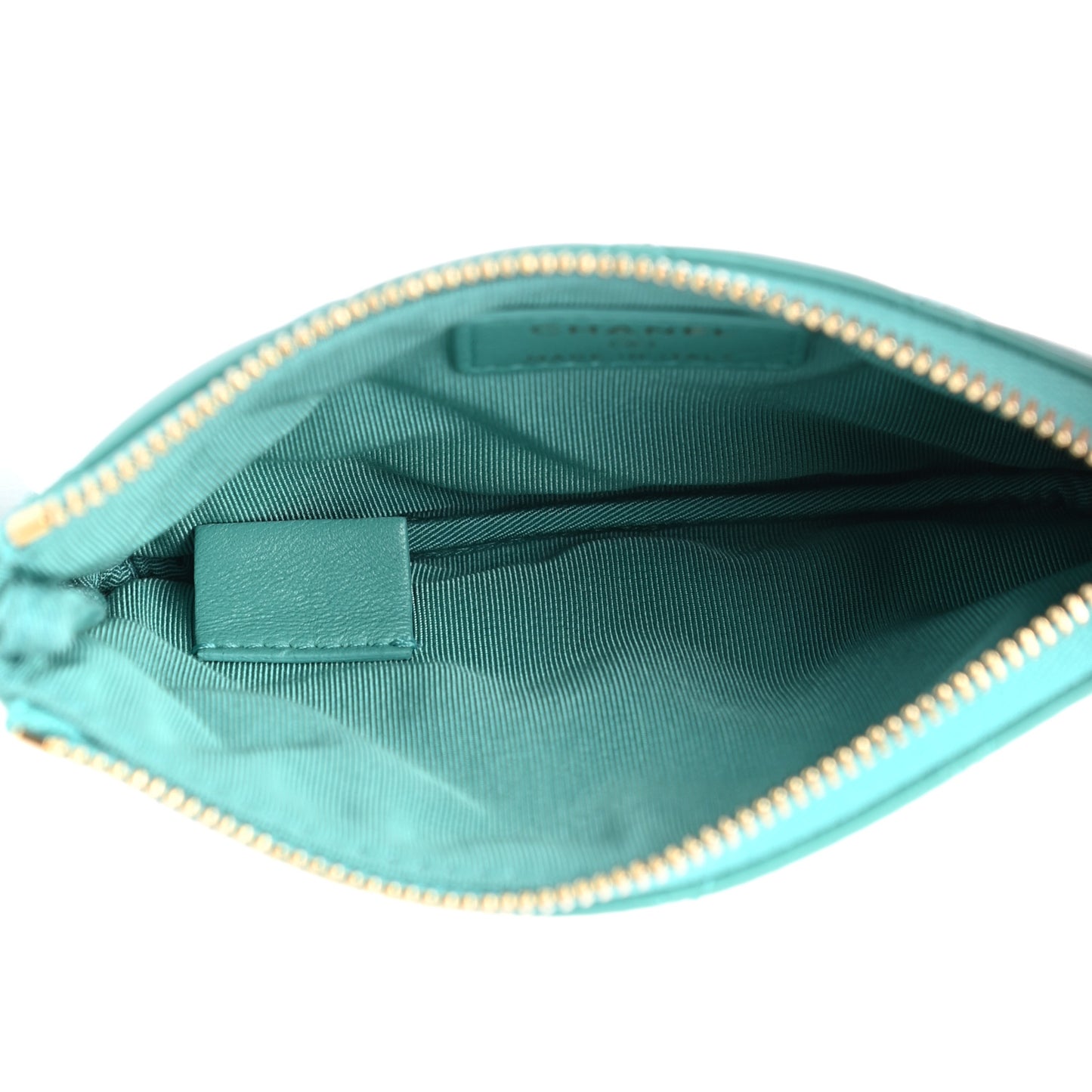 Lambskin Quilted Small Cosmetic Case Green