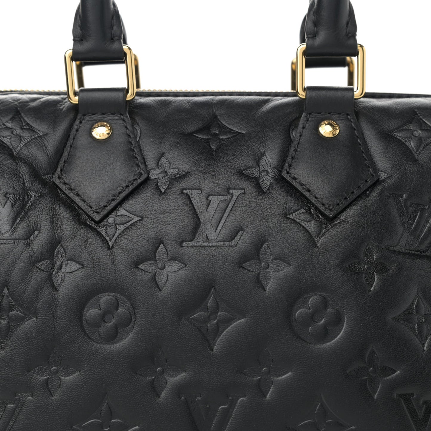 Lambskin Embossed Monogram Speedy 22 Bandouliere Black
