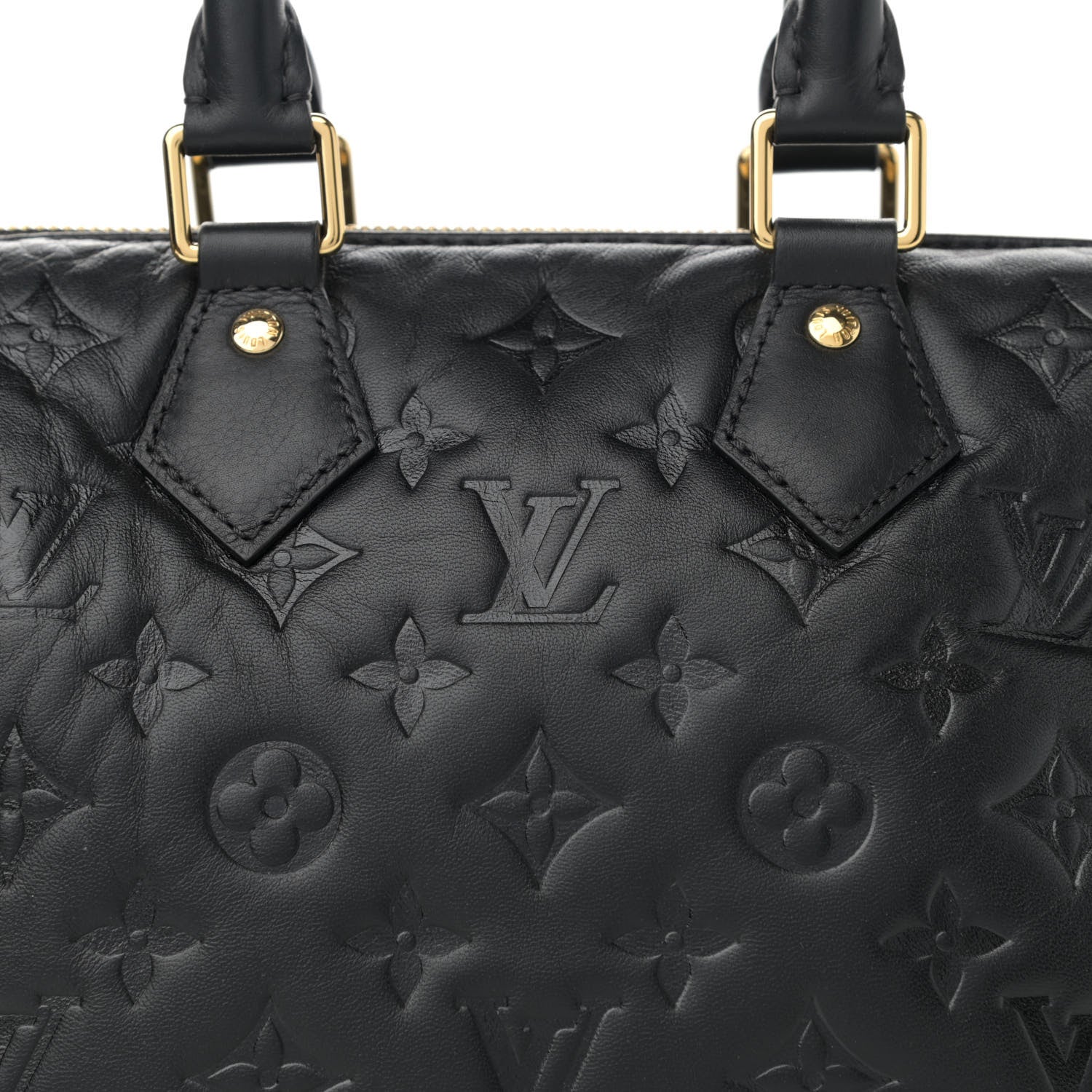 Louis Vuitton Lambskin Embossed Monogram Speedy 22 Bandouliere Black 6 of 8