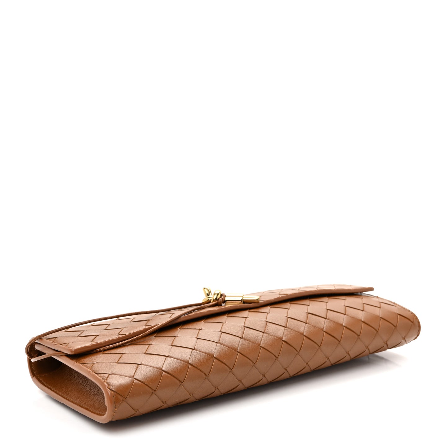 Nappa Intrecciato Long Andiamo Top Handle Clutch Cognac