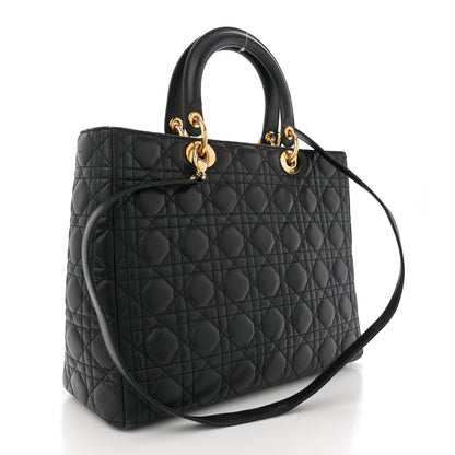 Christian Dior Lambskin Cannage Large Lady Dior Black 3 of 16