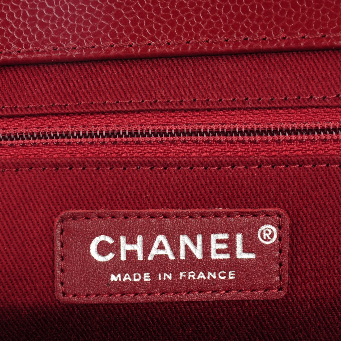 Caviar Quilted CC Large Clutch Dark Red