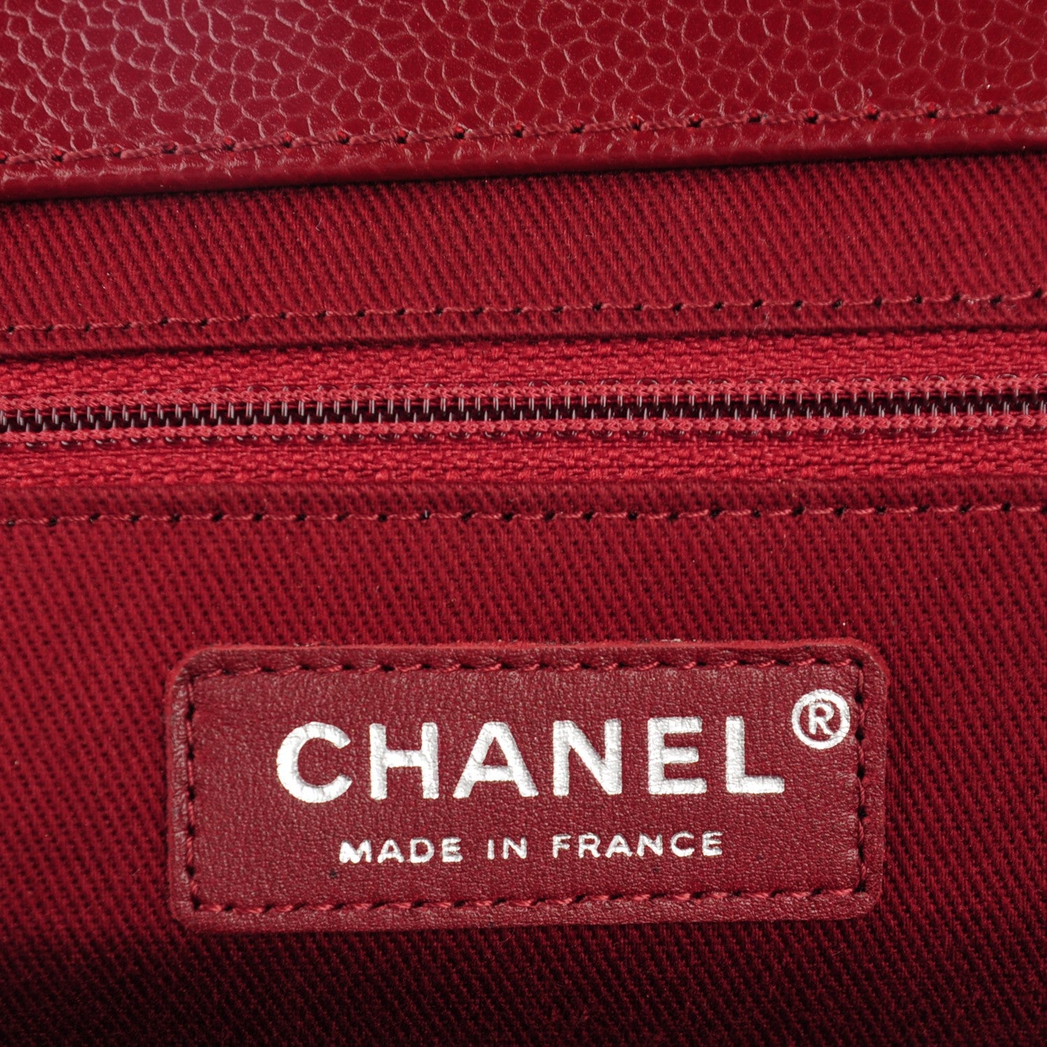 Chanel Caviar Quilted CC Large Clutch Dark Red 6 of 7