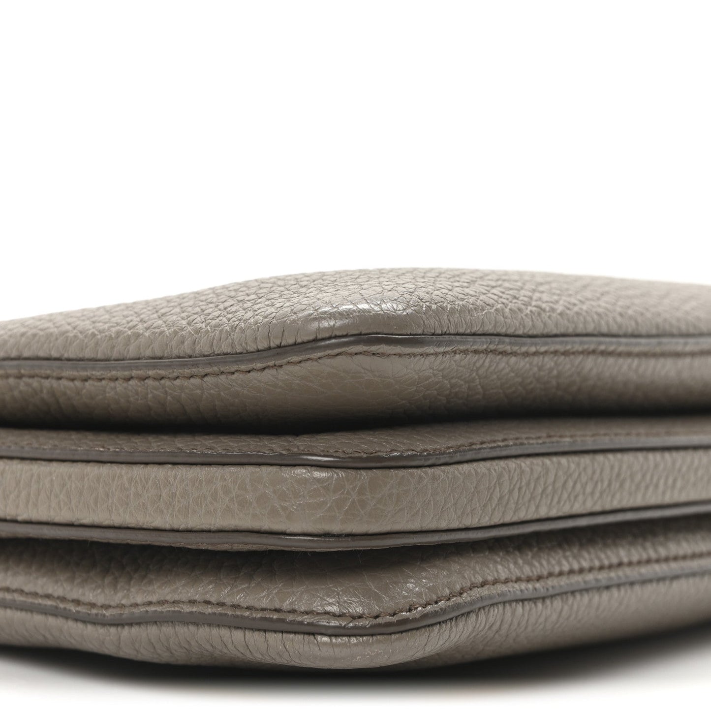 Vitello Daino Soft Mini Zippered Shoulder Bag Clay Grey