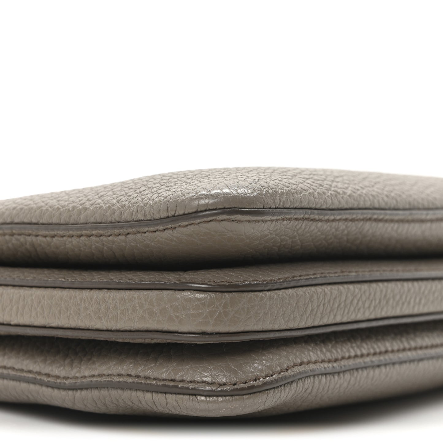 Vitello Daino Soft Mini Zippered Shoulder Bag Clay Grey