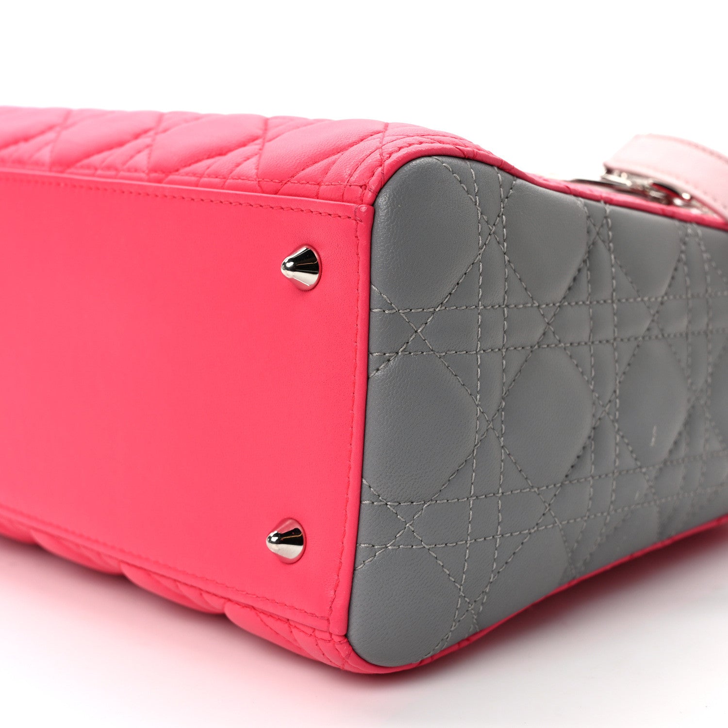 Christian Dior Lambskin Cannage Medium Tri-Color Lady Dior Fuchsia 10 of 13