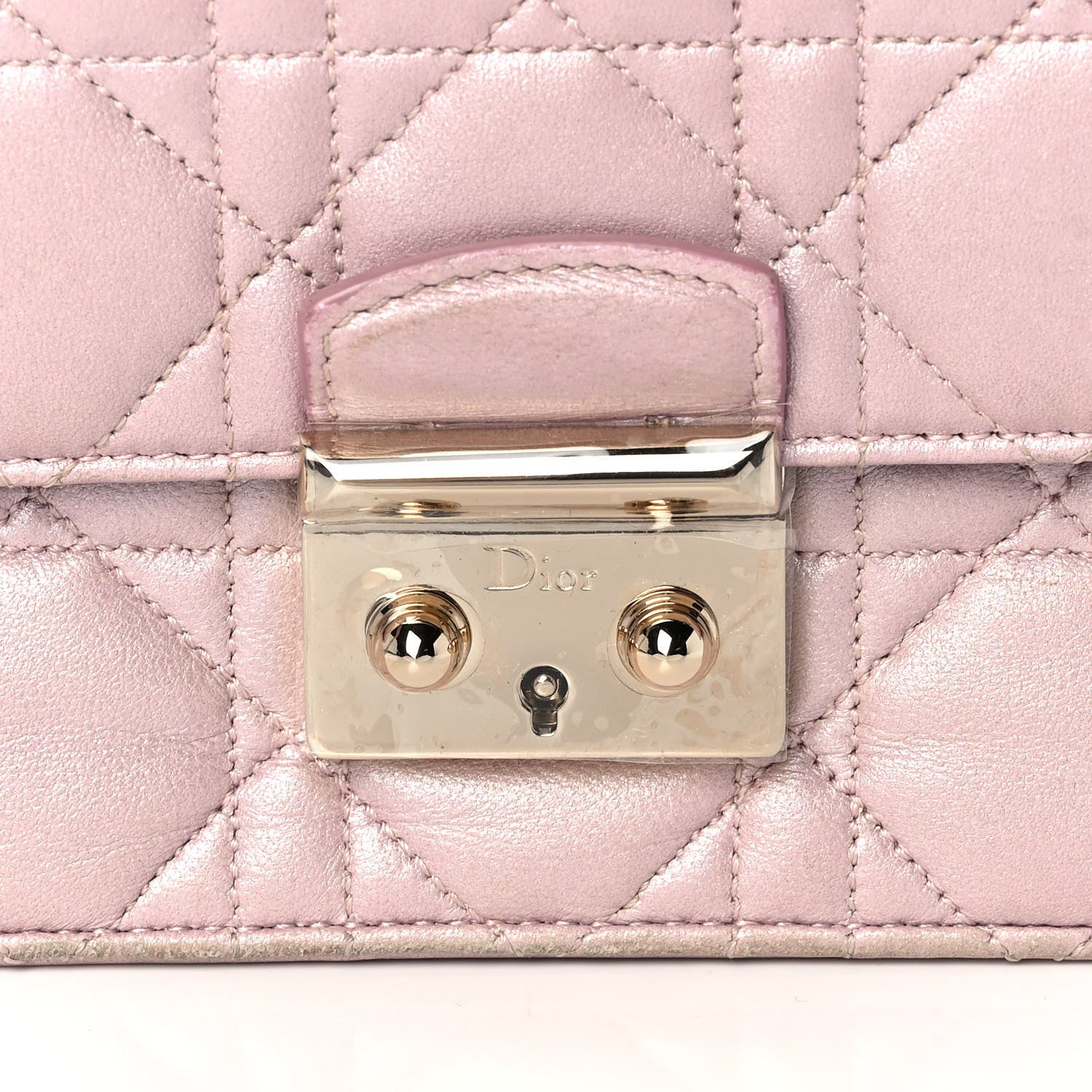 Christian Dior Pearly Lambskin Cannage Miss Dior Promenade Pouch Lotus 8 of 16