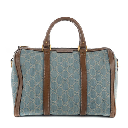 Gucci Denim GG Monogragm Vintage Web Boston Bag Blue 1 of 8