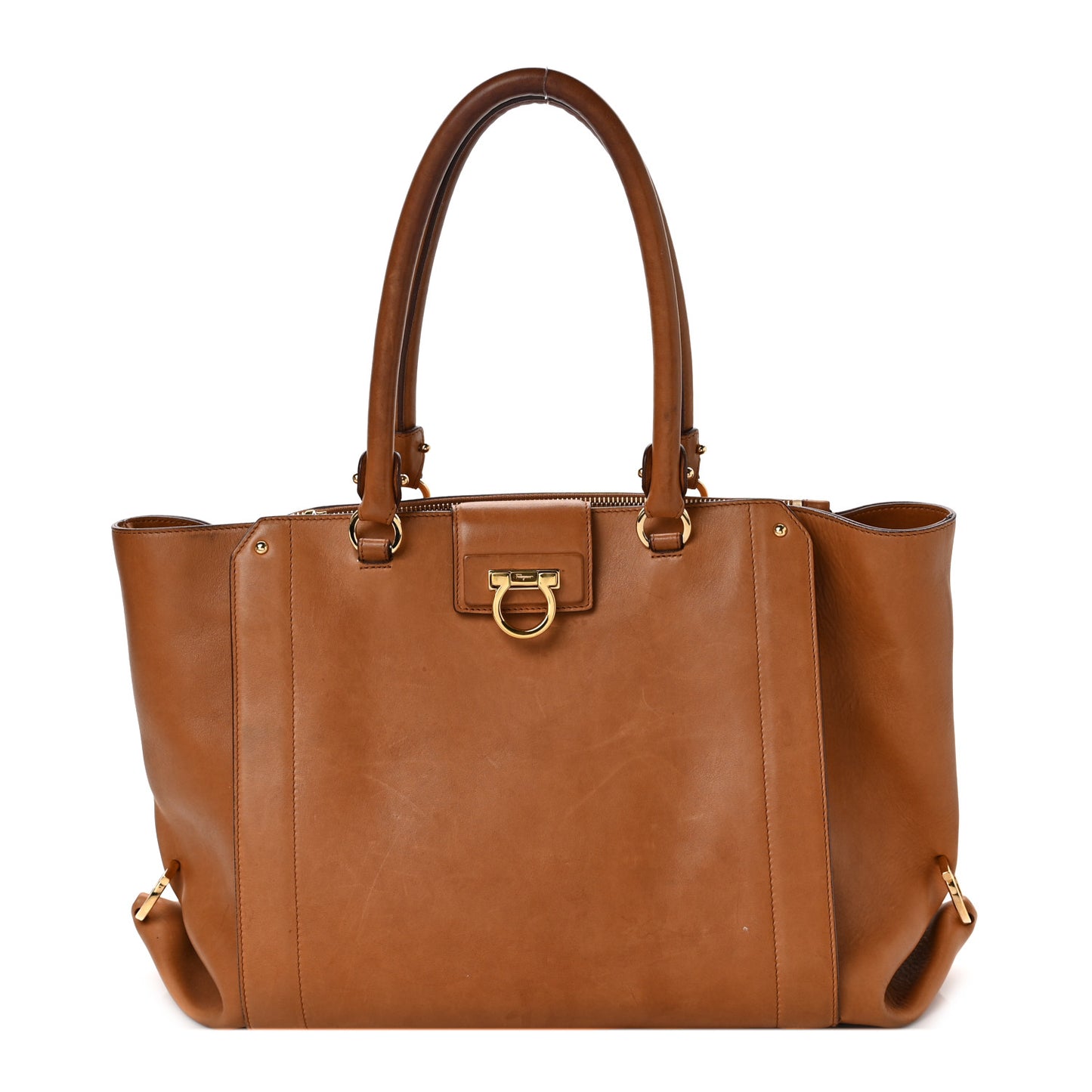 Calfskin Gancini Shopping Tote Chestnut