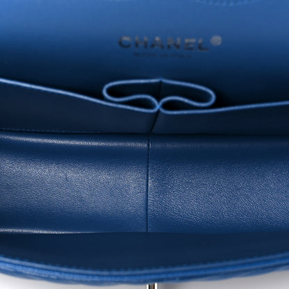 Chanel Caviar Chevron Quilted Jumbo Double Flap Blue 5 of 11