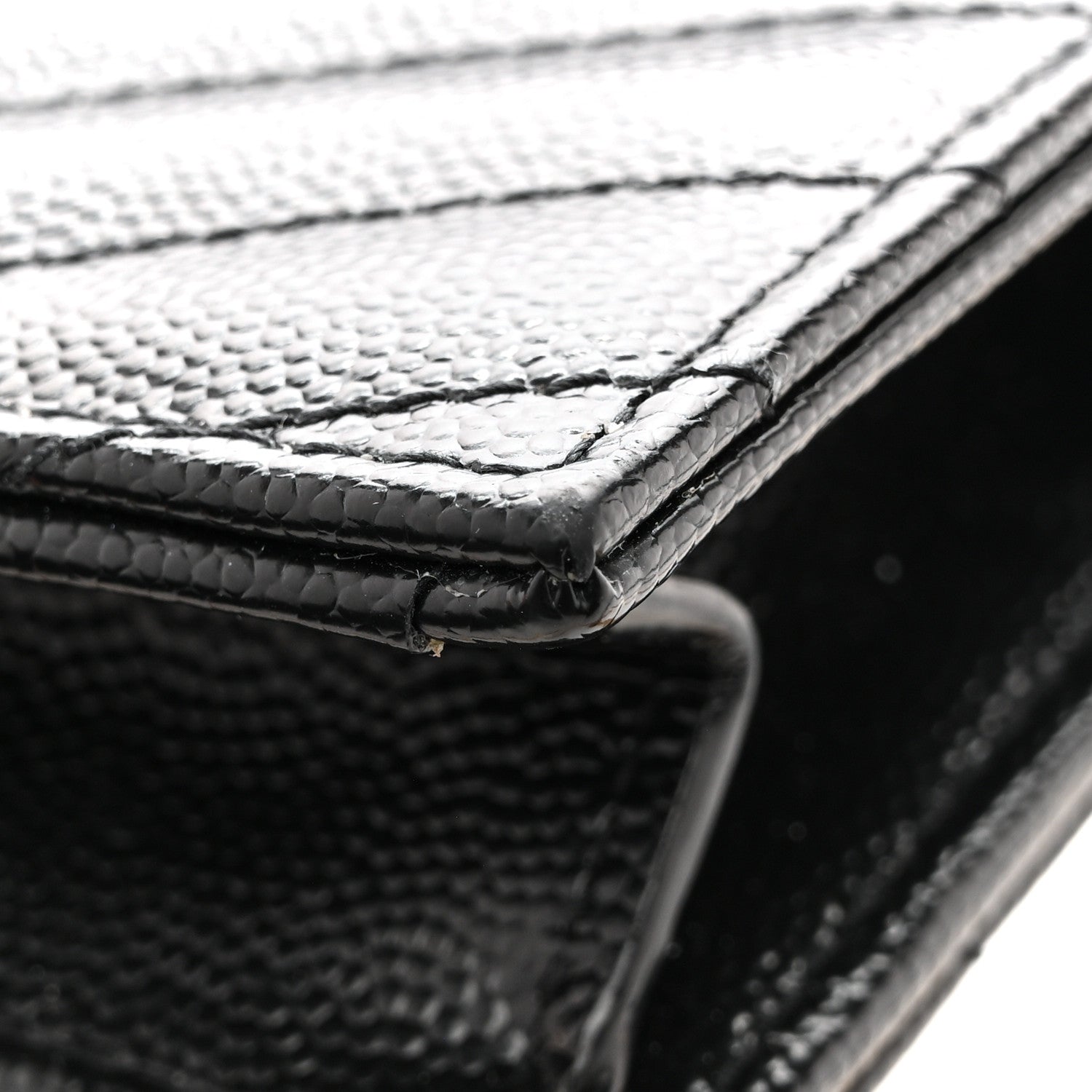 Saint Laurent Grain De Poudre Matelasse Chevron Monogram Envelope Chain Wallet Black 12 of 14