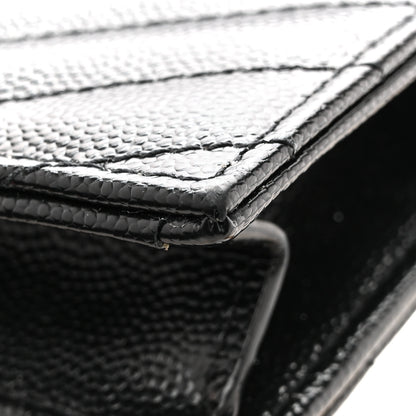 Saint Laurent Grain De Poudre Matelasse Chevron Monogram Envelope Chain Wallet Black 12 of 14