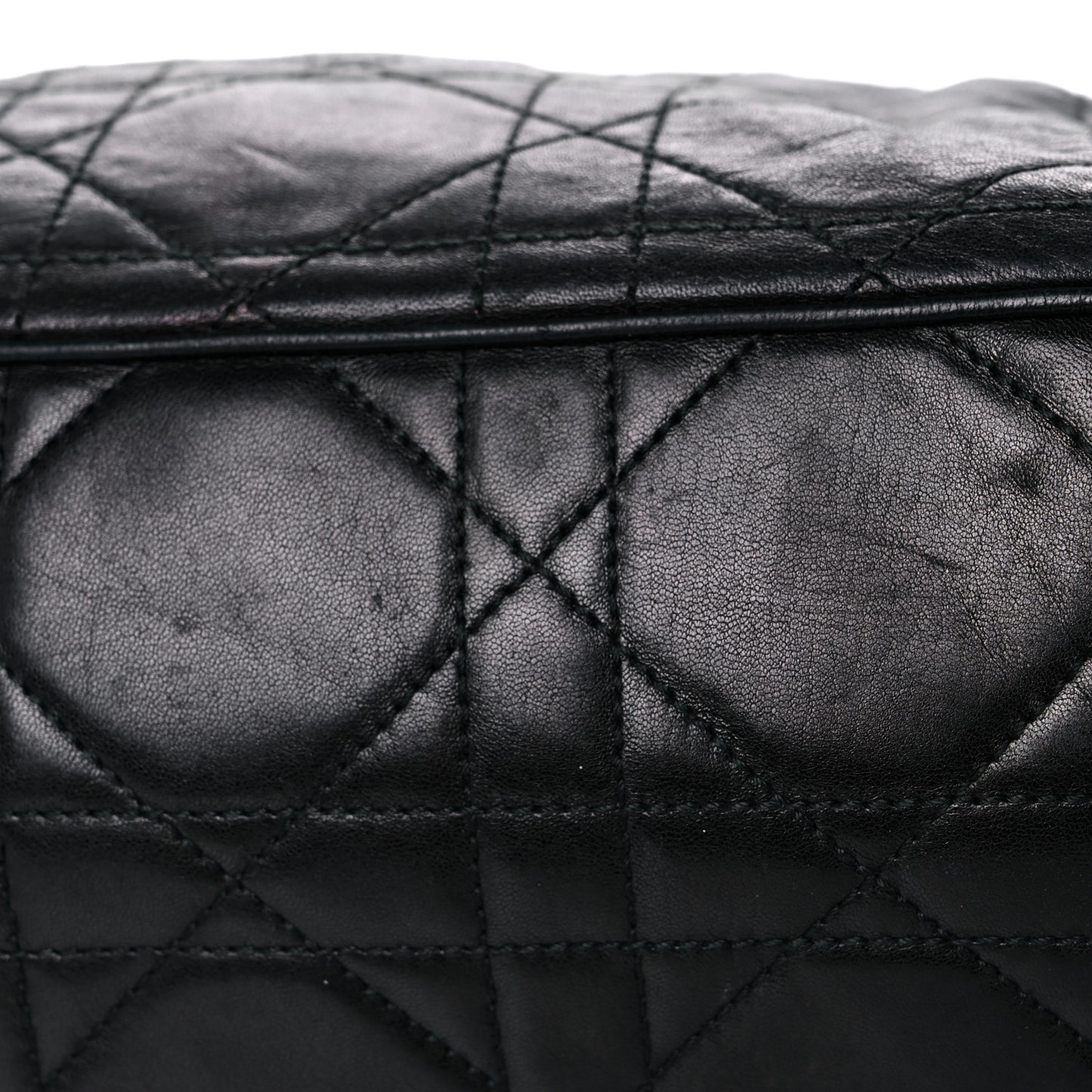 Lambskin Cannage Drawstring Bag Black