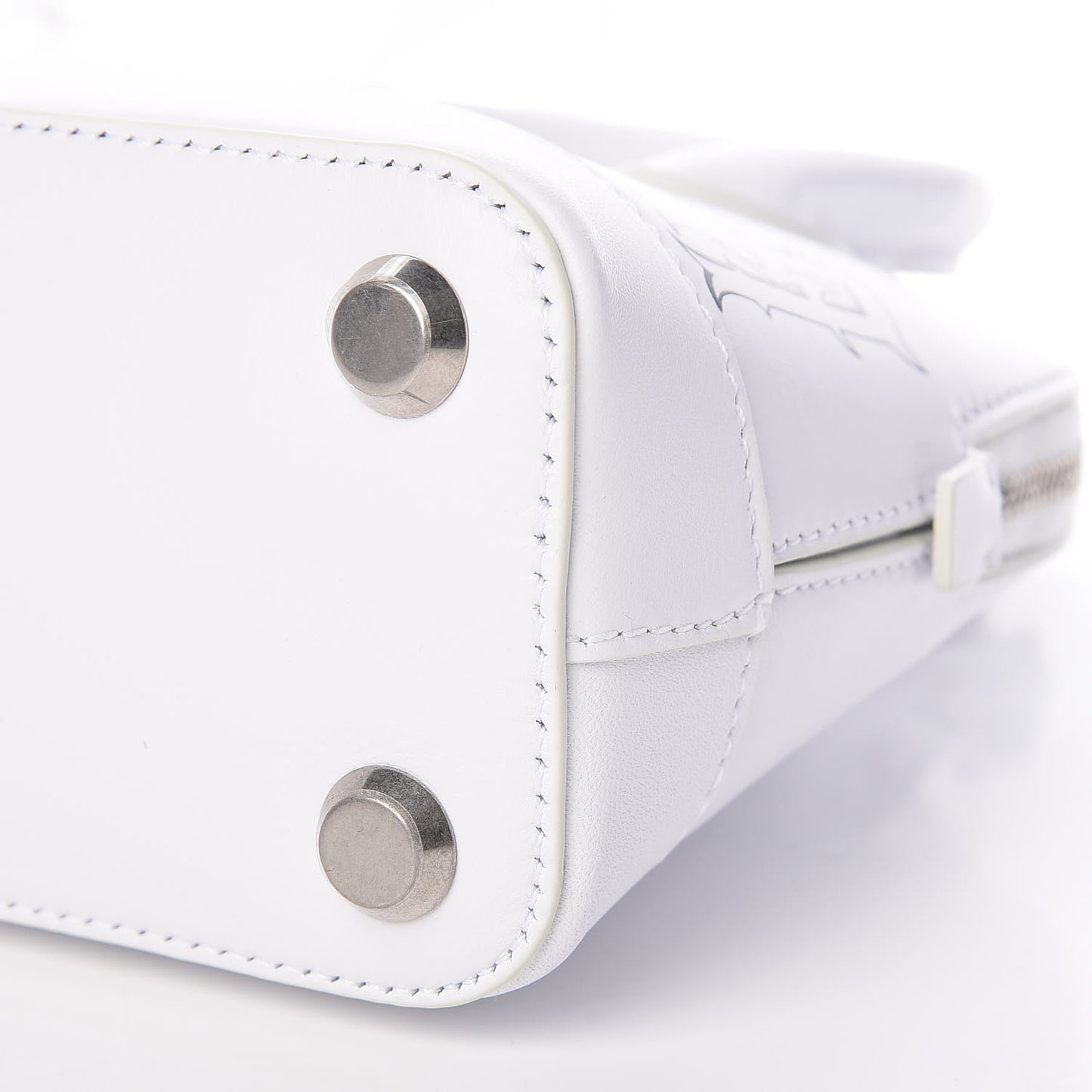 Calfskin Gothic Logo XXS Ville Top Handle Bag White
