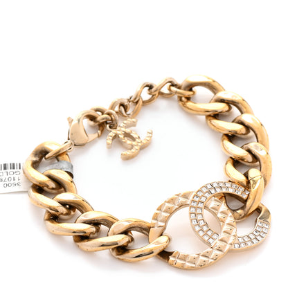 Chanel Baguette Crystal Quilted CC Chain Bracelet Gold 1 of 5
