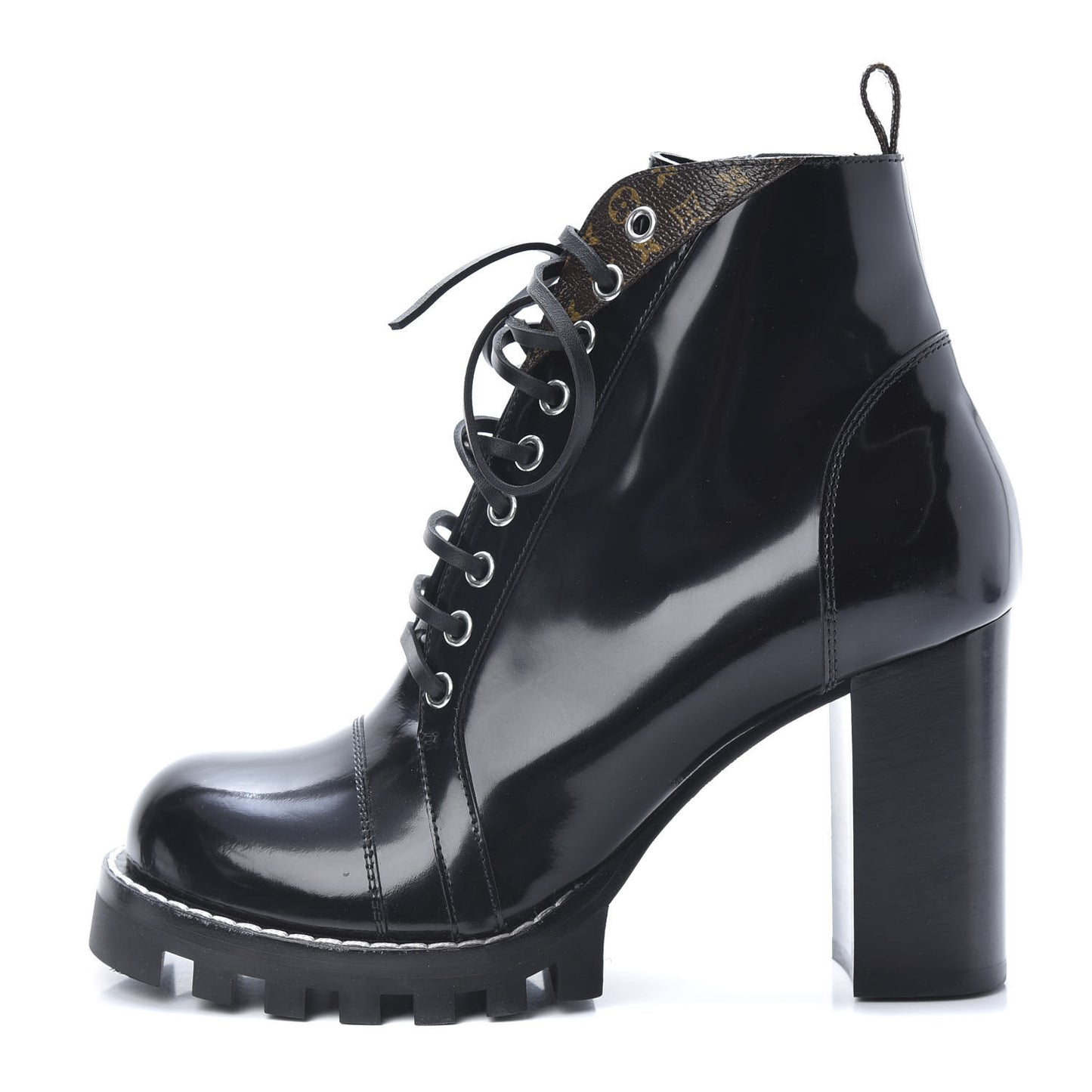 Patent Calfskin Monogram Star Trail Ankle Boots 40 Black