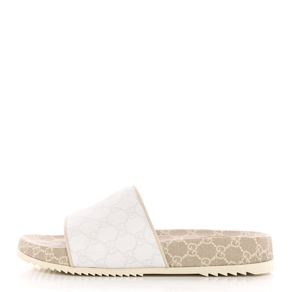 Gucci GG Supreme Monogram Demetra Mens Slide Sandals 10 White Mystic White 1 of 13