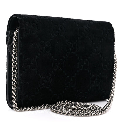 Gucci Velvet GG Monogram Mini Dionysus Chain Wallet Black 3 of 9