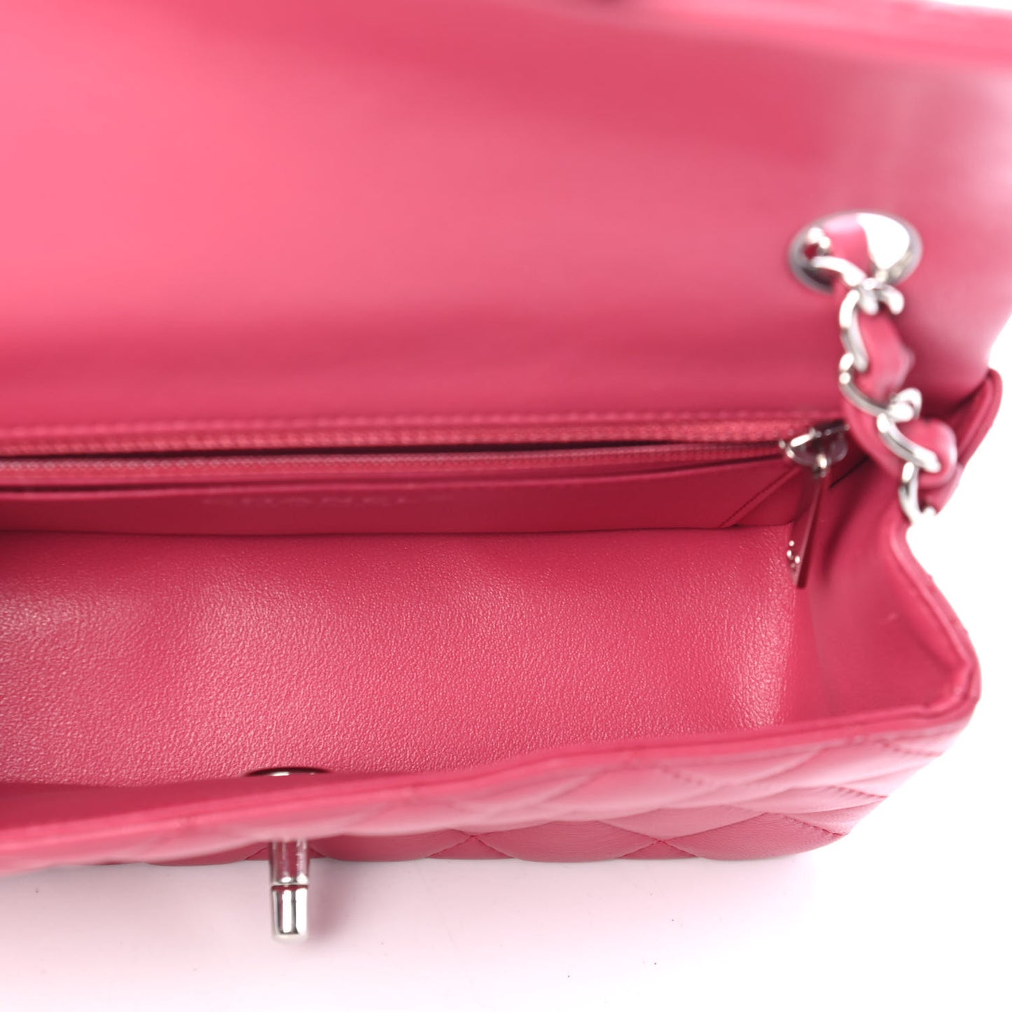 Lambskin Quilted Mini Rectangular Flap Dark Pink