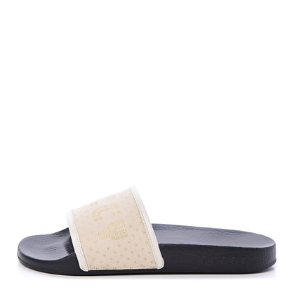 Gucci X SEGA Supreme Canvas GUCCY Stars Womens Slide Sandals 38 Mystic White Gold 1 of 8