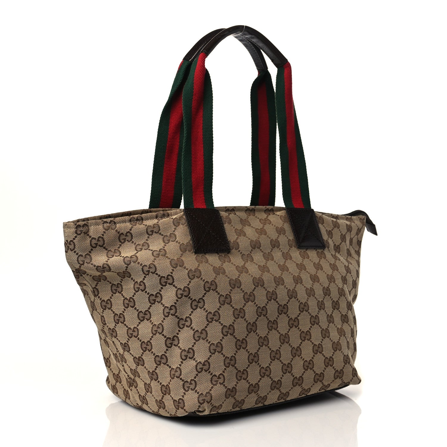 Gucci GG Monogram Medium Web Handle Bucket Tote Dark Brown 4 of 11