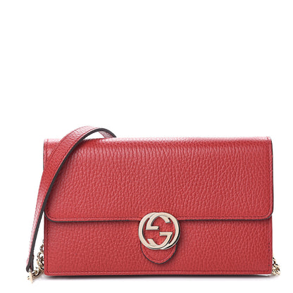 Gucci Dollar Calfskin Interlocking G Chain Wallet Red 1 of 7