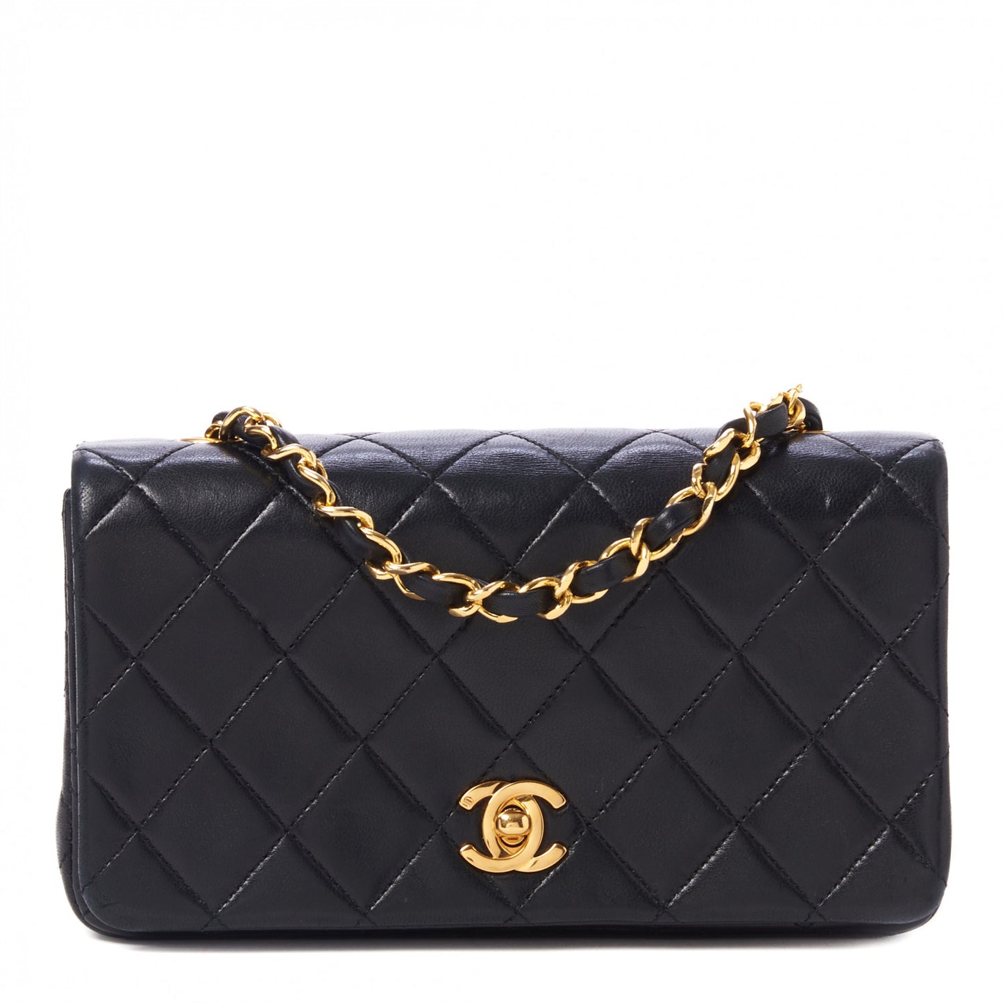 Lambskin Quilted Small Single Flap Black