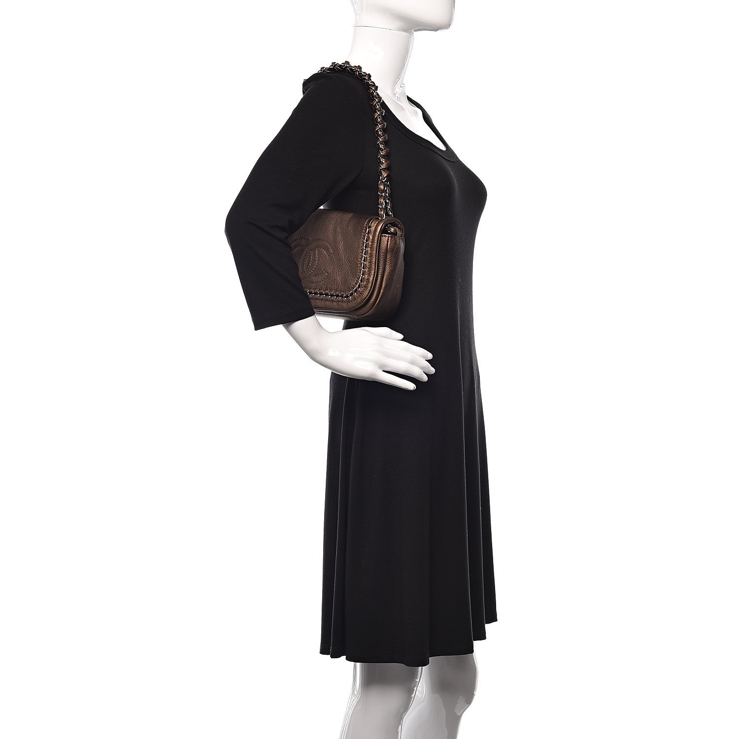 Chanel Metallic Deerskin Small Luxe Ligne Flap Bronze 2 of 13