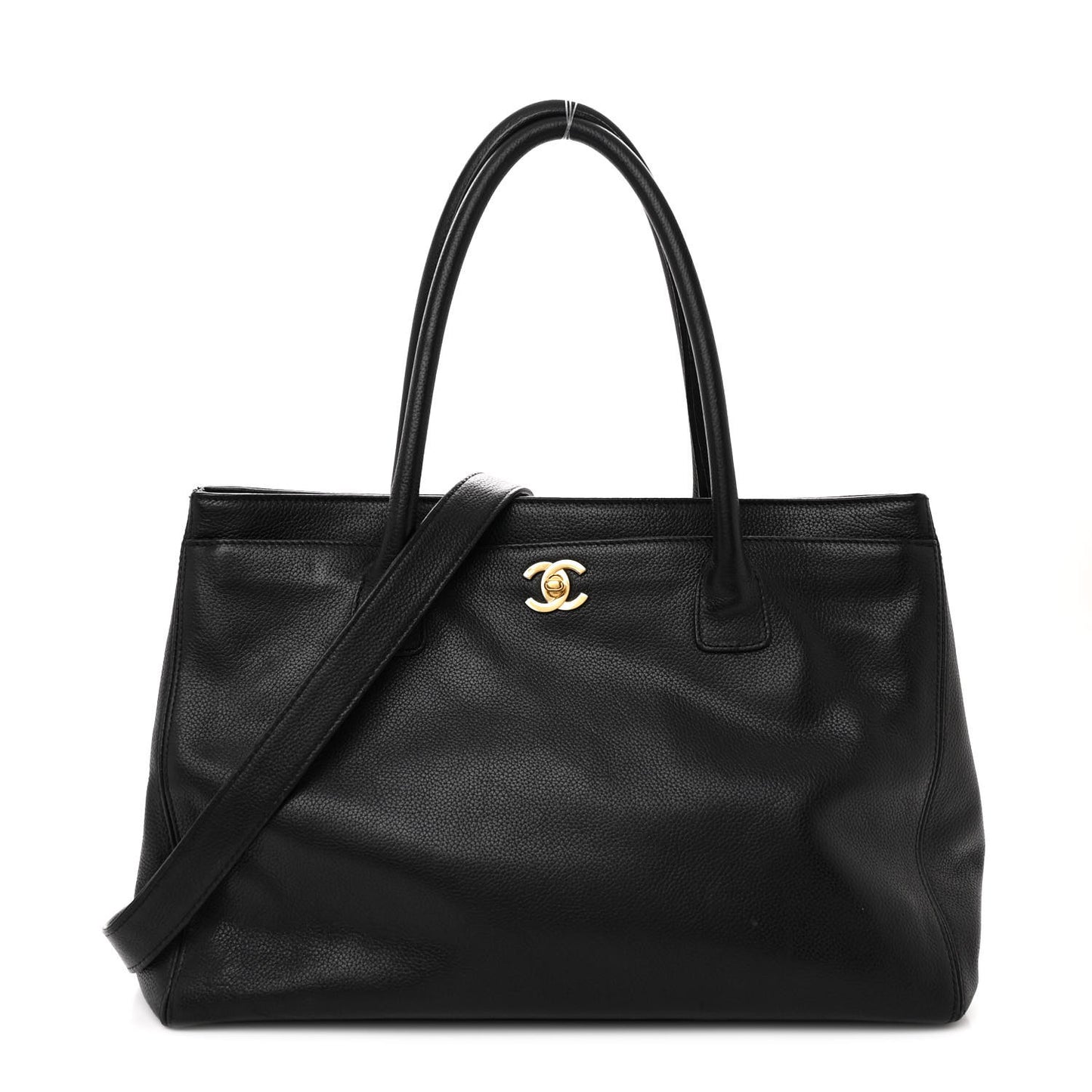Calfskin Cerf Executive Shopper Tote Black