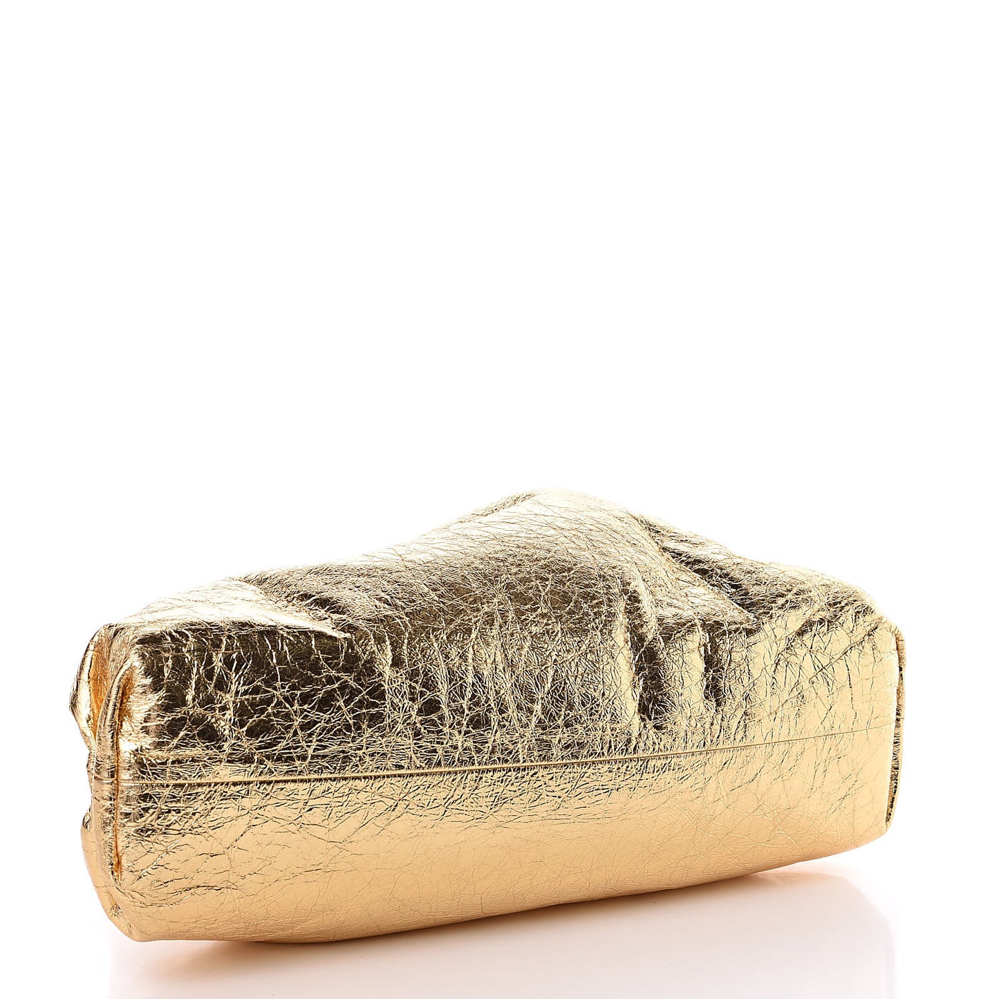 Metallic Crinkled Lambskin The Pouch Oversized Clutch Oro