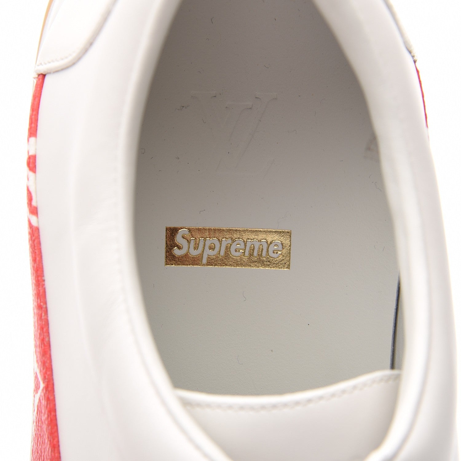 Louis Vuitton X SUPREME Calfskin Monogram Sneakers 9 White Red 11 of 12