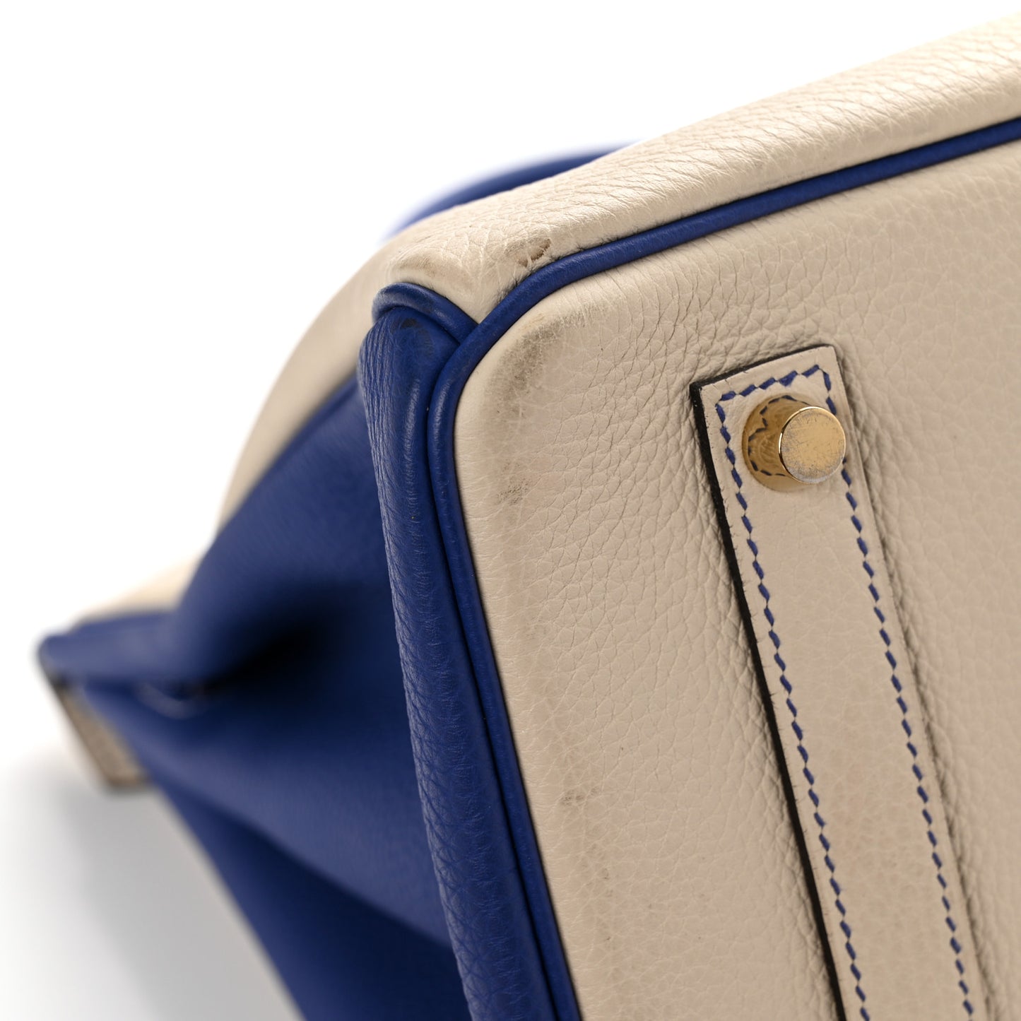 Togo Horseshoe Birkin 35 Craie Bleu Electric