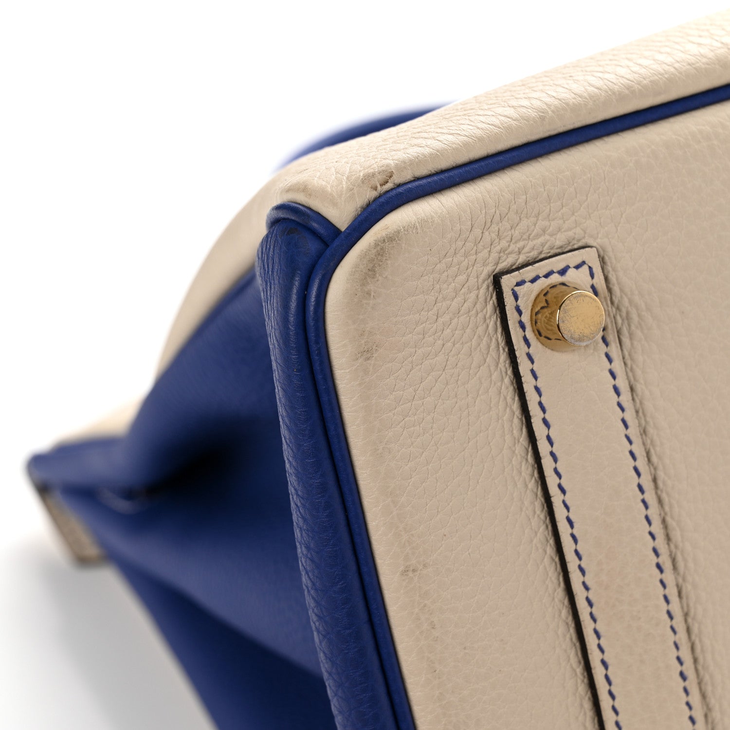 Hermes Togo Horseshoe Birkin 35 Craie Bleu Electric 15 of 20