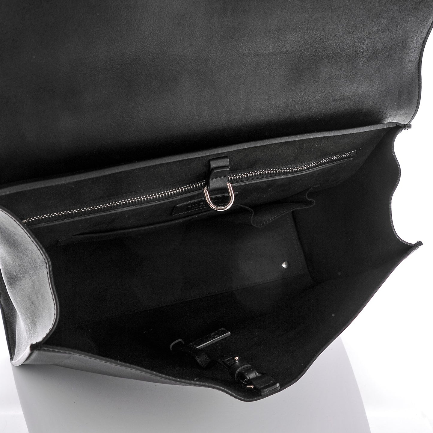 Grained Calfskin Medium Bi-Color Shark Lock Satchel Black White