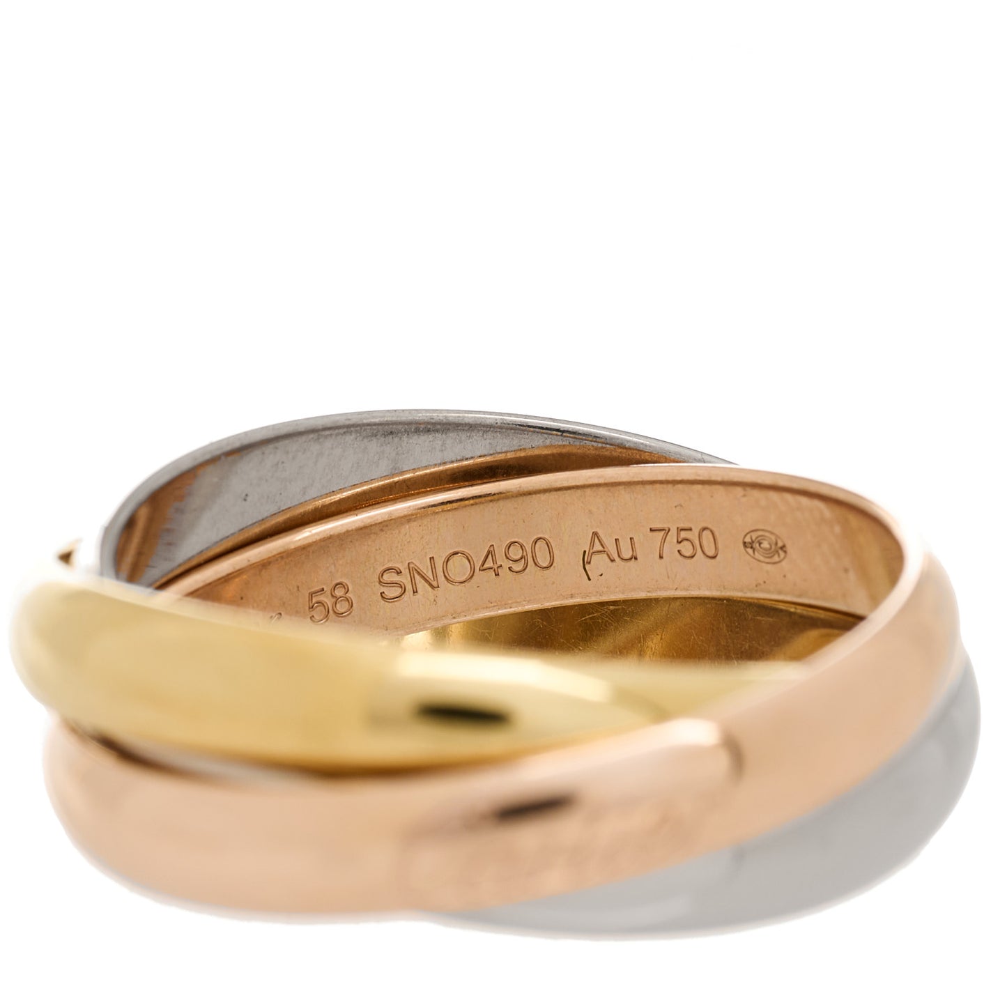 18K Pink Yellow White Gold Classic Trinity Ring 58 8.25