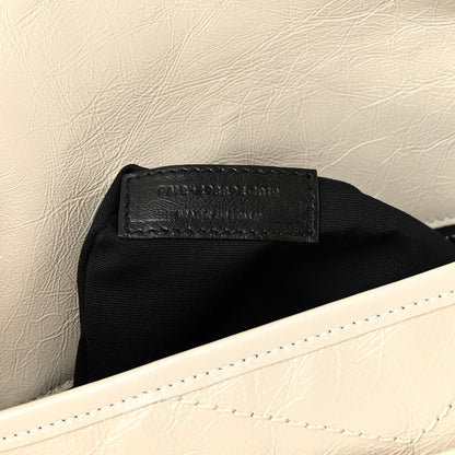 Saint Laurent Crinkled Calfskin Matelasse Monogram Medium Niki Chain Satchel Ivory 7 of 12