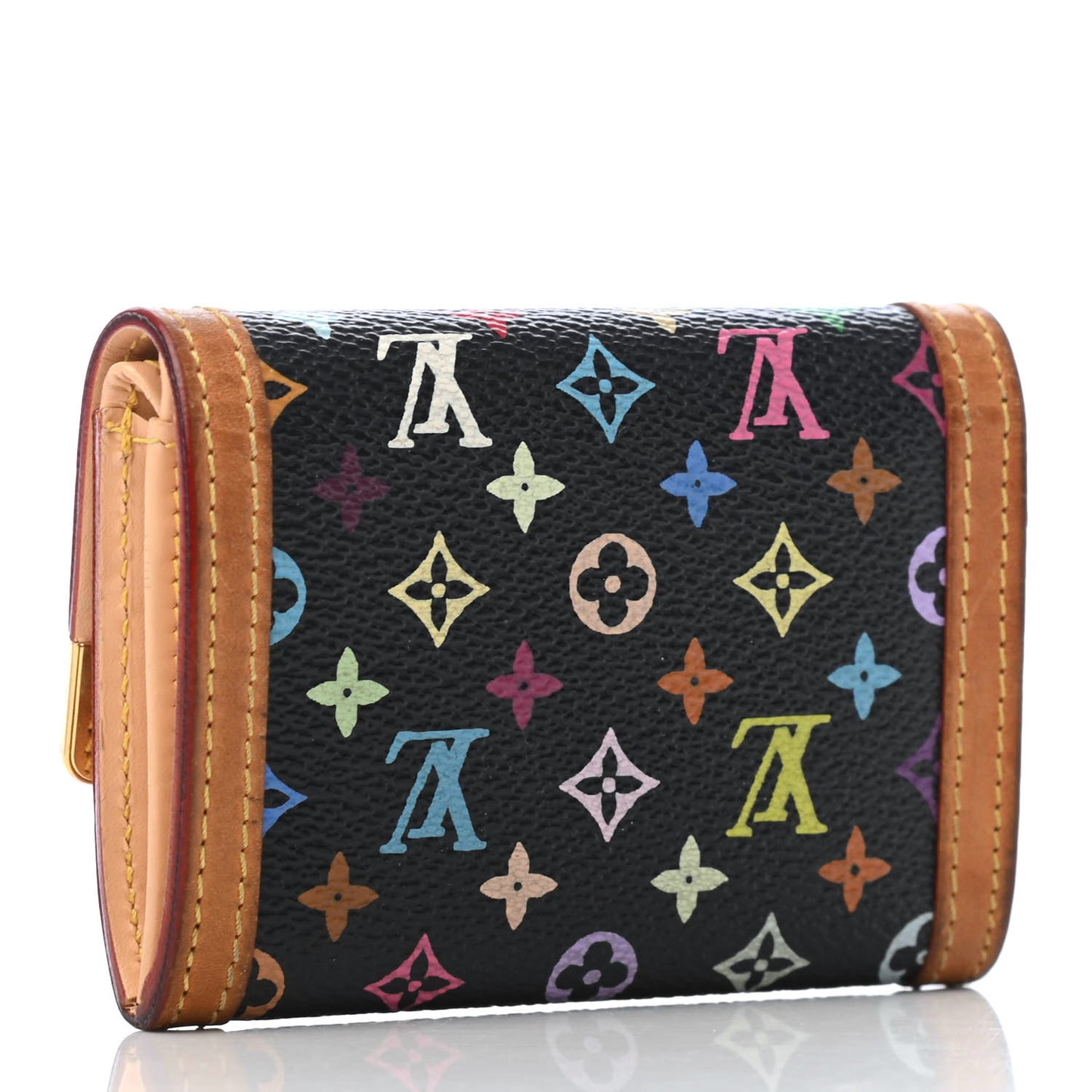 Monogram Multicolor Porte-Monnaie Plat Coin Purse Black