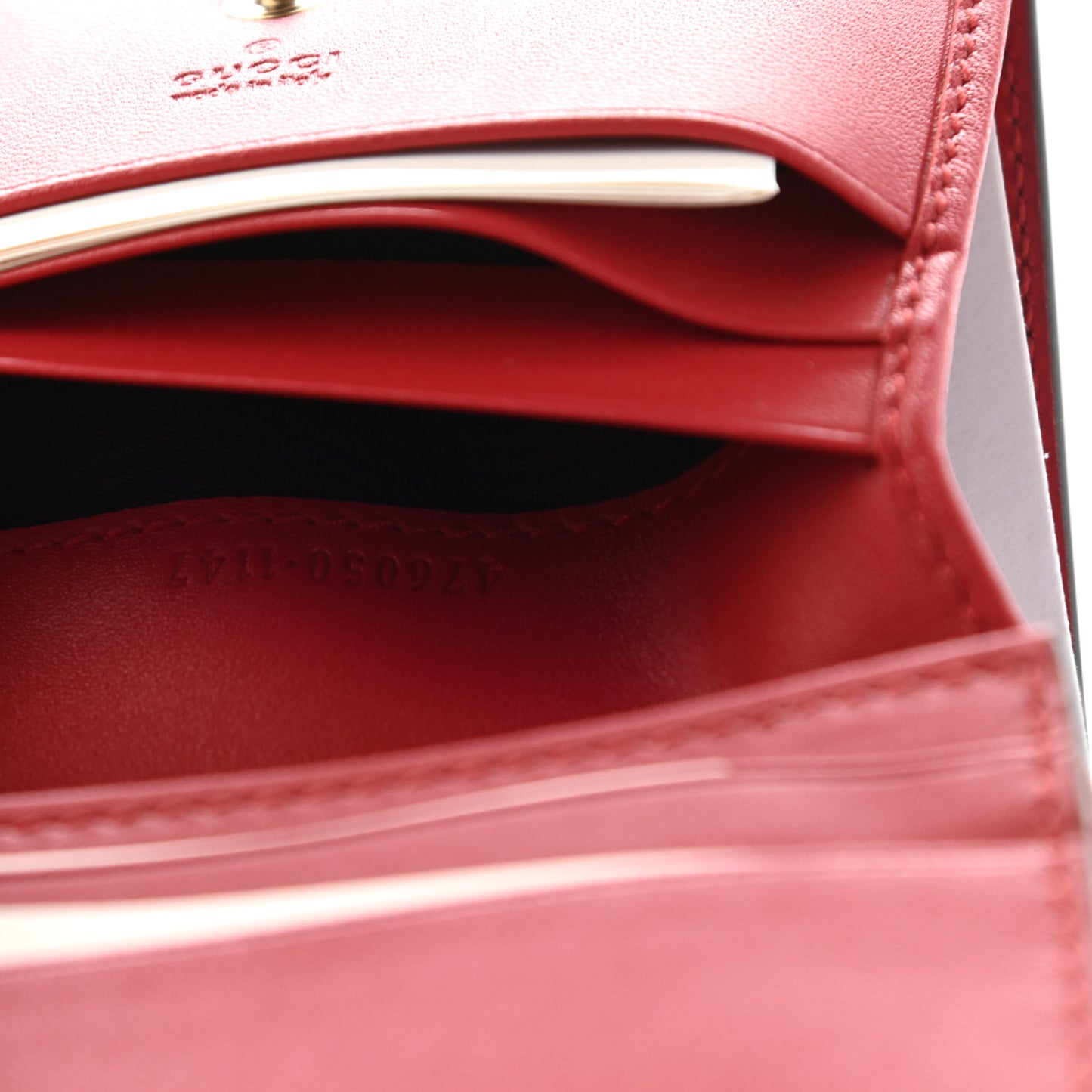 GG Supreme Monogram Cherry Embellished Card Case Wallet Hibiscus Red