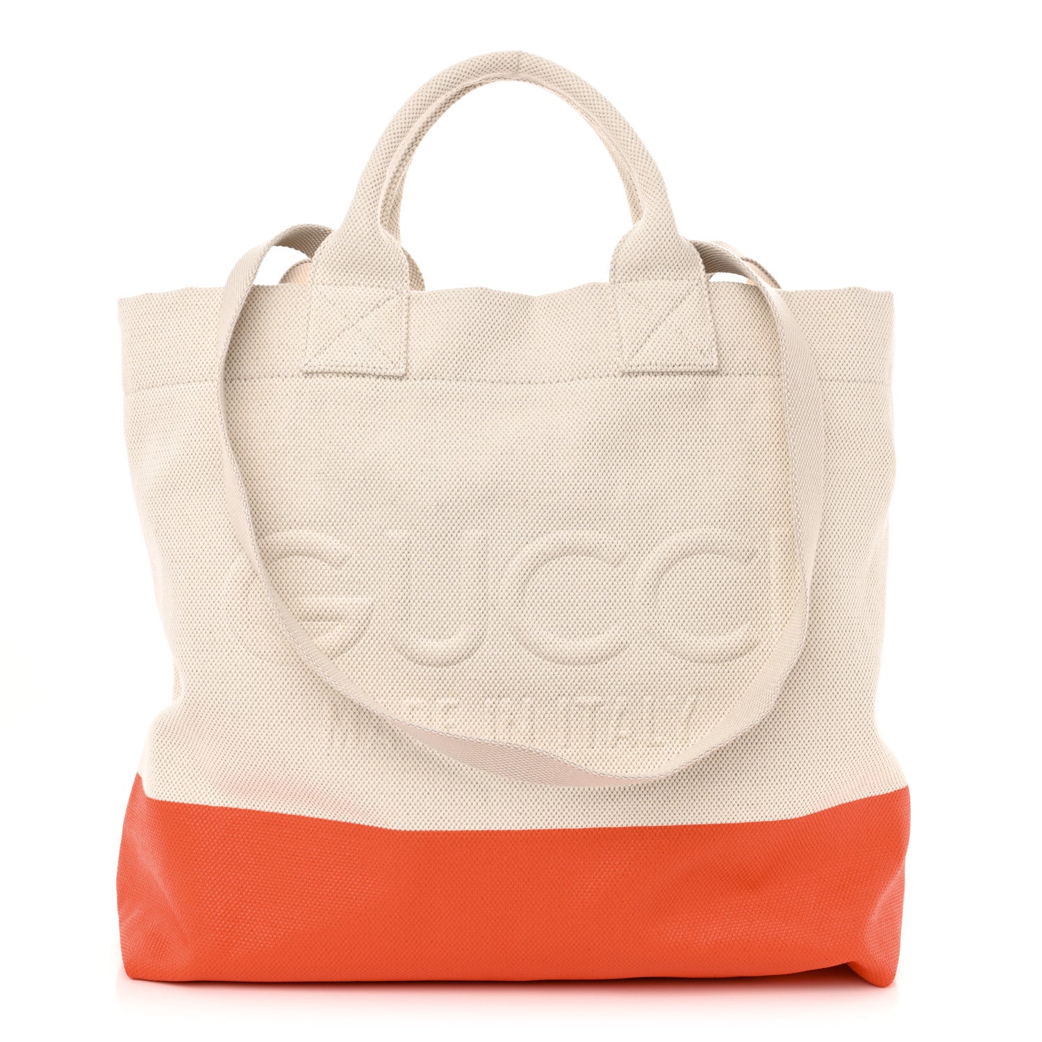 Gucci Canvas Logo Embossed Black Tote Natural Orange 1 of 10
